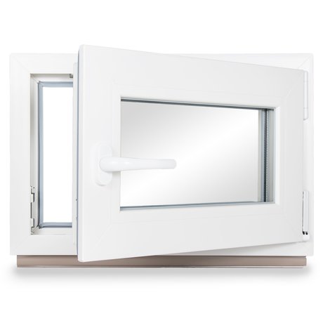 Kellerfenster PVC Dreh-Kipp 105x45 cm (BxH) 3-fach Glas DIN Rechts Dichtung grau
