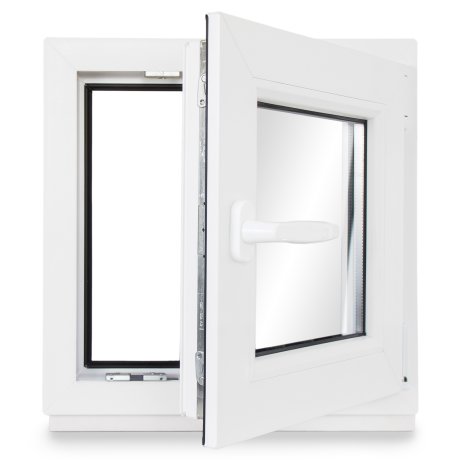 Kellerfenster PVC Dreh-Kipp 50x50 cm (BxH) 2-fach Glas DIN Rechts Dichtung schwarz