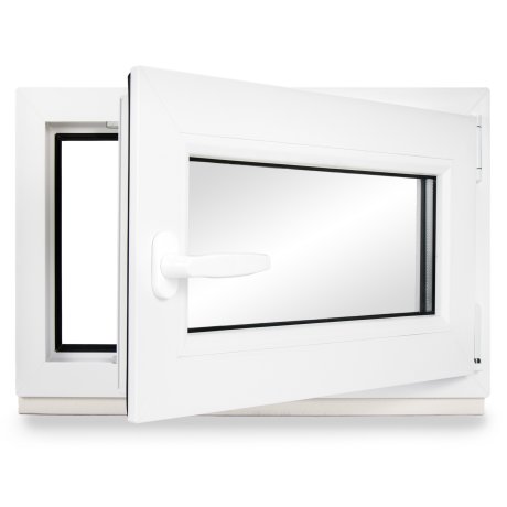 Kellerfenster PVC Dreh-Kipp 75x70 cm (BxH) 2-fach Glas DIN Rechts Dichtung schwarz