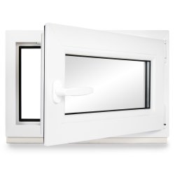 2-fach-Verglasung 60mm Profil Kunststoff BxH: 90x55 cm DIN links Kellerfenster verschiedene Ma/ße Fenster wei/ß schneller Versand