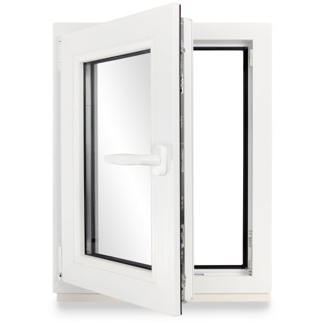 Kellerfenster PVC Dreh-Kipp 60x75 cm (BxH) 2-fach Glas DIN Links Dichtung schwarz