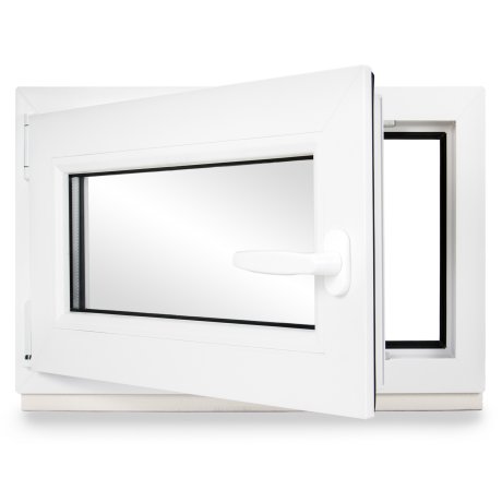 Kellerfenster PVC Dreh-Kipp 65x40 cm (BxH) 2-fach Glas DIN Links Dichtung schwarz