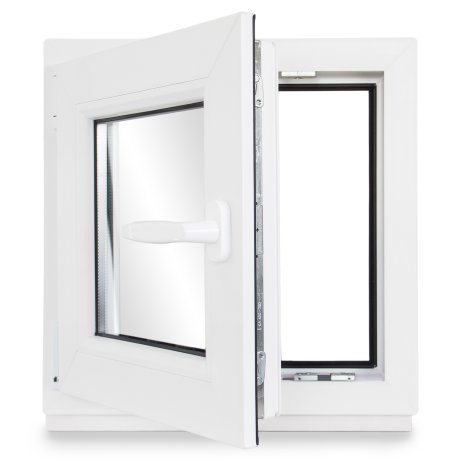 Kellerfenster PVC Dreh-Kipp 65x65 cm (BxH) 2-fach Glas DIN Links Dichtung schwarz