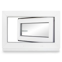 Kellerfenster PVC Dreh-Kipp 80x50 cm (BxH) 2-fach Glas DIN Links Dichtung schwarz