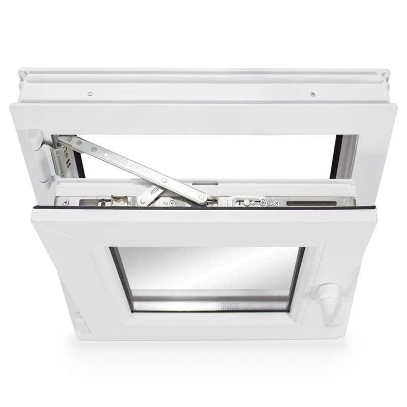 Kunststoff-Fenster Dreh-Kipp 800 mm x 600 mm 3-fach Verglasung Farbe Weiß BxH 