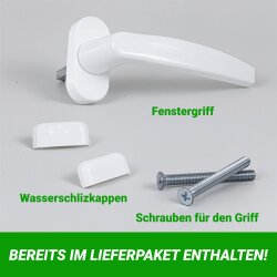 Konfigurator Dreh/Kippfenster Farbe weiß. Profil 60 mm.Schwarze Dichtungen. Breiten 50-120 cm
