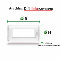 Konfigurator Dreh/Kippfenster Farbe weiß. Profil 60 mm.Graue Dichtungen. Breiten 50-120 cm