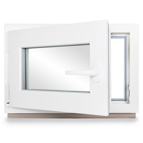 Kellerfenster PVC Dreh-Kipp 60x40 cm (BxH) 2-fach Glas DIN Links Dichtung grau