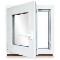 Kellerfenster PVC Dreh-Kipp 60x75 cm (BxH) 2-fach Glas DIN Links Dichtung grau