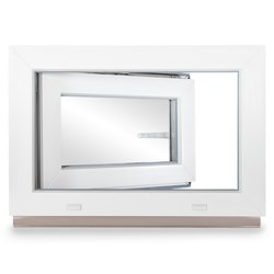 Kellerfenster PVC Dreh-Kipp 65x45 cm (BxH) 2-fach Glas DIN Rechts Dichtung grau