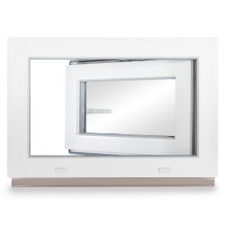 Kellerfenster PVC Dreh-Kipp 75x65 cm (BxH) 2-fach Glas DIN Links Dichtung grau
