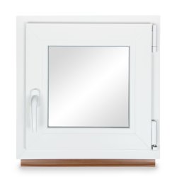 Kellerfenster PVC Dreh-Kipp 80x80 cm (BxH) 2-fach Glas DIN Rechts Dichtung grau
