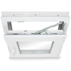 Kellerfenster PVC Dreh-Kipp 80x80 cm (BxH) 2-fach Glas DIN Rechts Dichtung grau