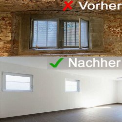 Kellerfenster PVC Dreh-Kipp 90x65 cm (BxH) 2-fach Glas DIN Links Dichtung grau