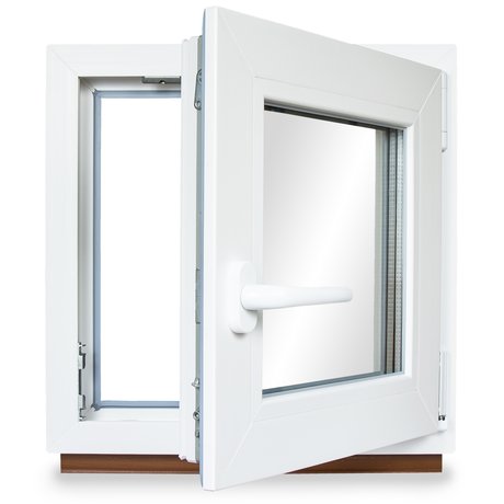 Kellerfenster PVC Dreh-Kipp 75x75 cm (BxH) 2-fach Glas DIN Rechts Dichtung grau