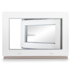 Kellerfenster PVC Dreh-Kipp 95x70 cm (BxH) 3-fach Glas DIN Links Dichtung grau