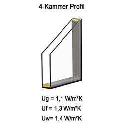 Fenster Kunststoff Festverglasung schwarze Glasdichtungen Breiten ab 40 bis 120 cm Bestellung