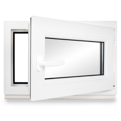 Kunststofffenster mit Fliegengitter Dreh-Kipp schwarze Glasdichtungen Breiten ab 50 -120 cm Bestellung 50x40 cm / 500x400 mm 2-fach Rechts