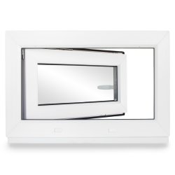 Kellerfenster Kunststoff weiß Dreh-Kipp sofort lieferbar  60 mm / schwarz Rechts 2-fach 50x40
