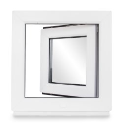 Kellerfenster Kunststoff weiß Dreh-Kipp sofort lieferbar  60 mm / schwarz Links 2-fach 50x50