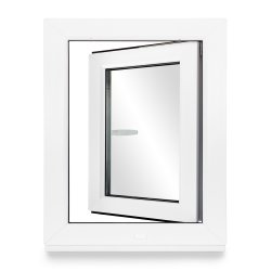 Kellerfenster Kunststoff weiß Dreh-Kipp sofort lieferbar  60 mm / schwarz Links 2-fach 50x65
