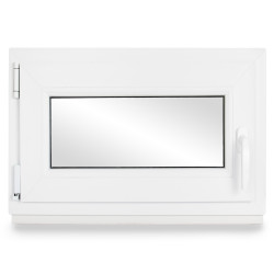 Kellerfenster Kunststoff weiß Dreh-Kipp sofort lieferbar  60 mm / schwarz Links 3-fach 60x40