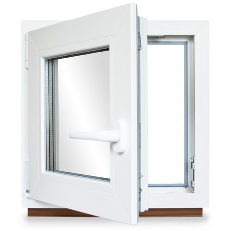 Kellerfenster PVC Dreh-Kipp 100x100 cm (BxH) 2-fach Glas DIN Links Dichtung grau