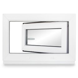 Kellerfenster Kunststoff weiß Dreh-Kipp 40x50 cm(BxH) DIN Links 2 -fach Glas Dichtung Schwarz