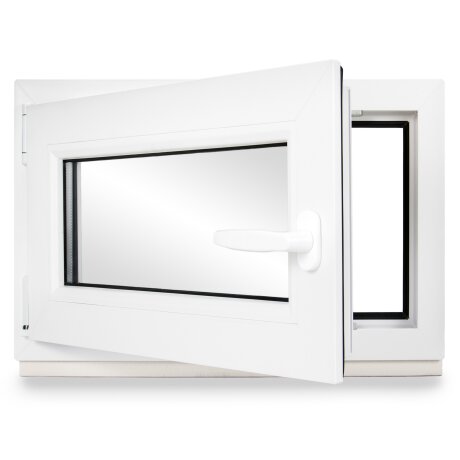 Kellerfenster Kunststoff weiß Dreh-Kipp 40x50 cm(BxH) DIN Links 3 -fach Glas Dichtung Schwarz